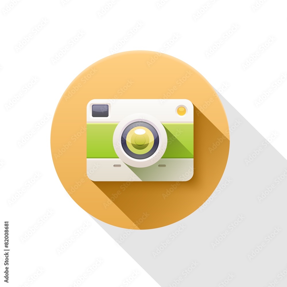 Fototapeta premium Retro Camera flat icon vector illustration