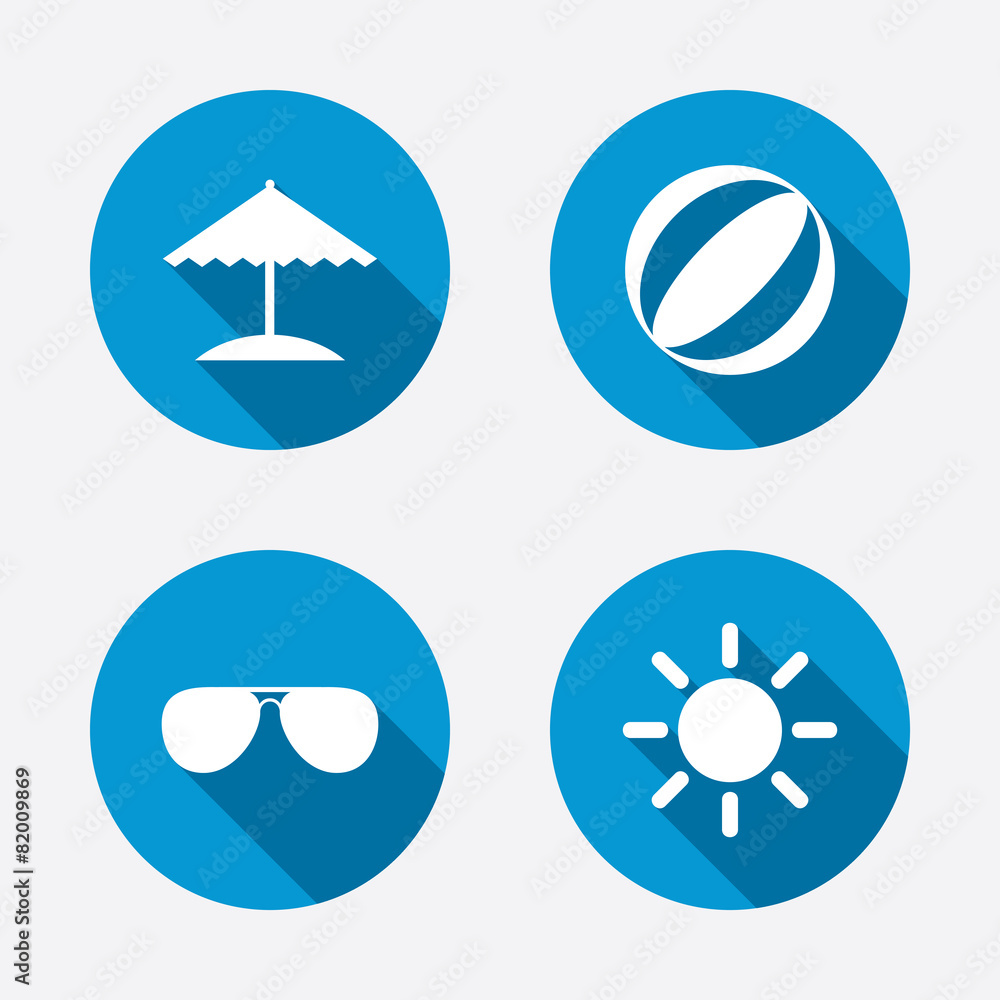 Beach holidays icons. Umbrella and Sunglasses. Beach holidays icons. Umbrella and Sunglasses.