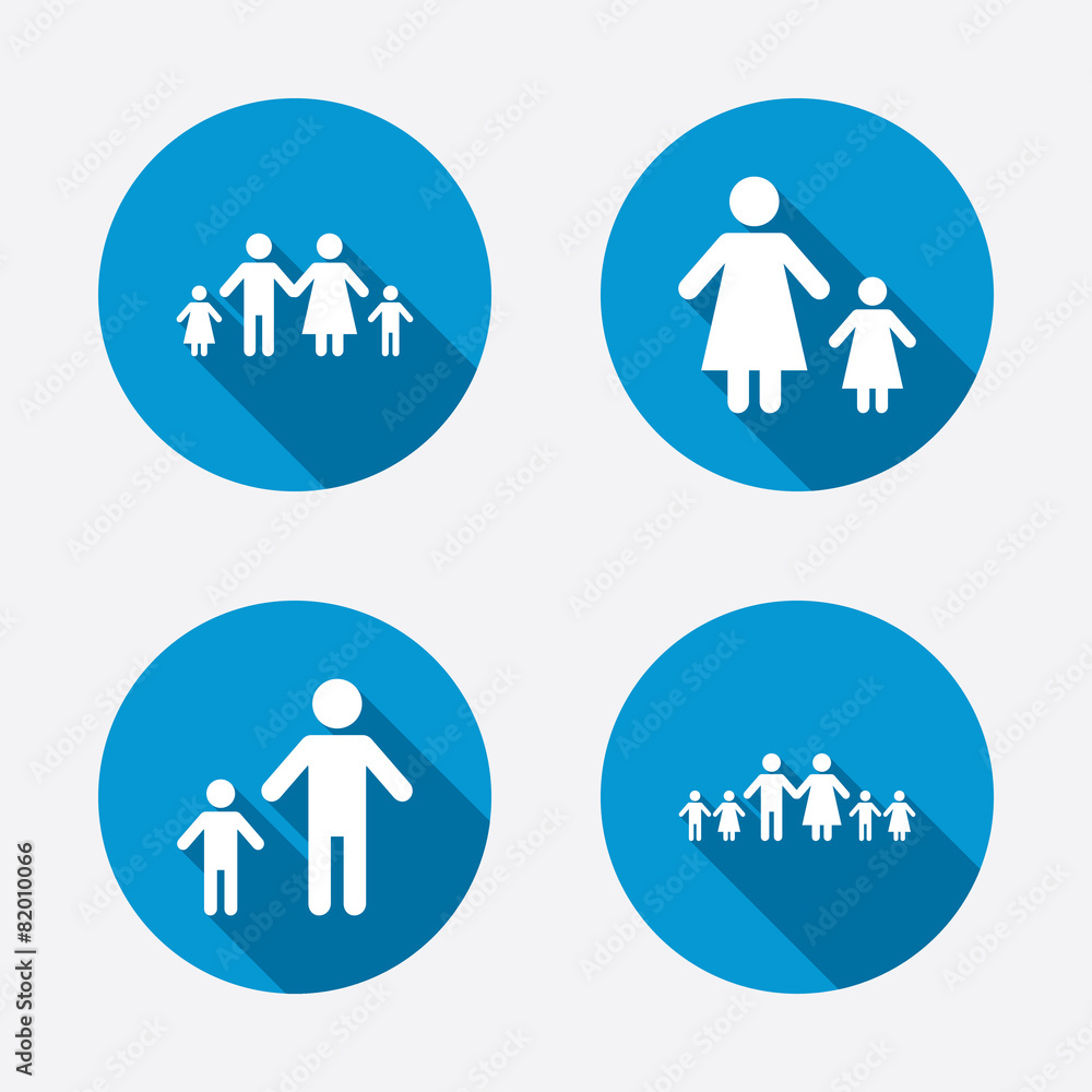 Family with two children sign. Parents and kids. Family with two children sign. Parents and kids.