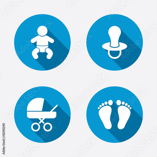 Baby infants icons. Buggy and dummy symbols.