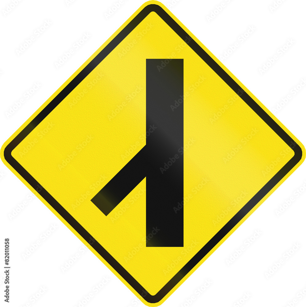 Chilean road warning sign: 45 degree Intersection ahead Chilean road warning sign: 45 degree Intersection ahead