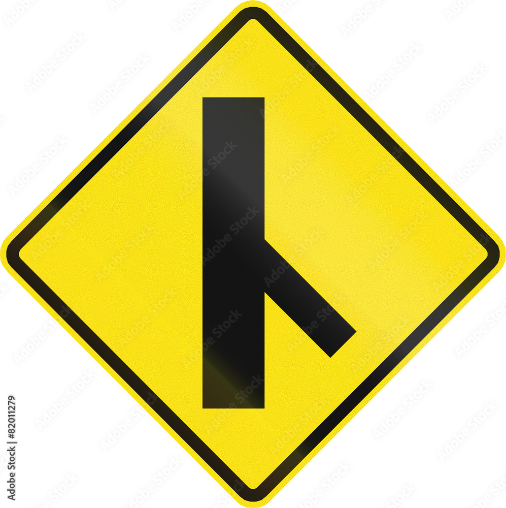Chilean road warning sign: 45 degree Intersection ahead Chilean road warning sign: 45 degree Intersection ahead