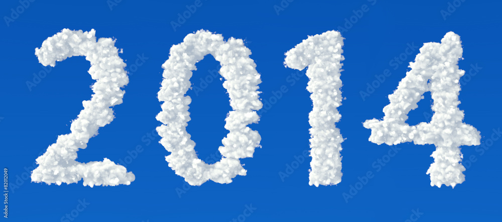 Clouds in shape of numbers 2014 on a blue background Clouds in shape of numbers 2014 on a blue background