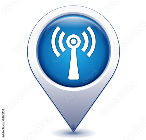 wifi sur marqueur géolocalisation bleu