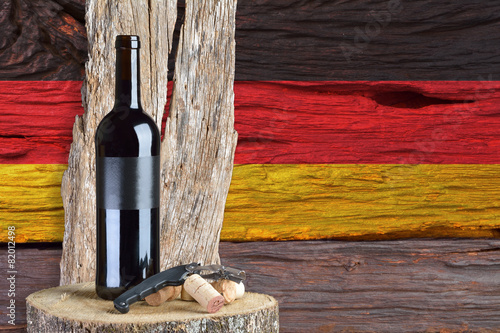 bottle of wine with Germany flag in the background