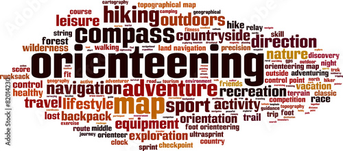 Orienteering word cloud concept. Vector illustration