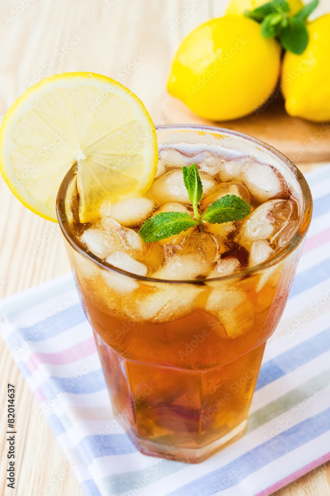 Glasse of ice tea with lemons and mint Glasse of ice tea with lemons and mint