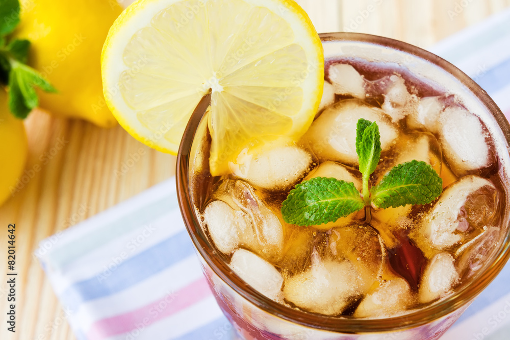 Glasse of ice tea with lemons and mint Glasse of ice tea with lemons and mint