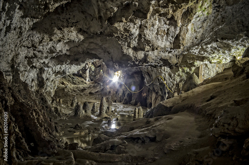 Interior of Polovragi cave, Romania photo