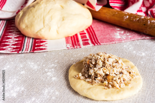 Raw pasties stuffed meat