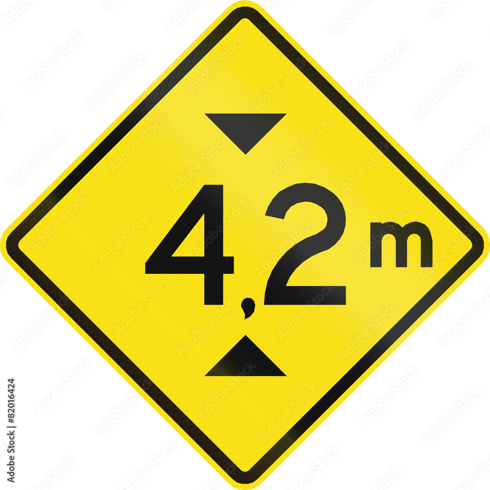 Warning road sign in Chile: Height restriction ahead (4,2 meters) Warning road sign in Chile: Height restriction ahead (4,2 meters)