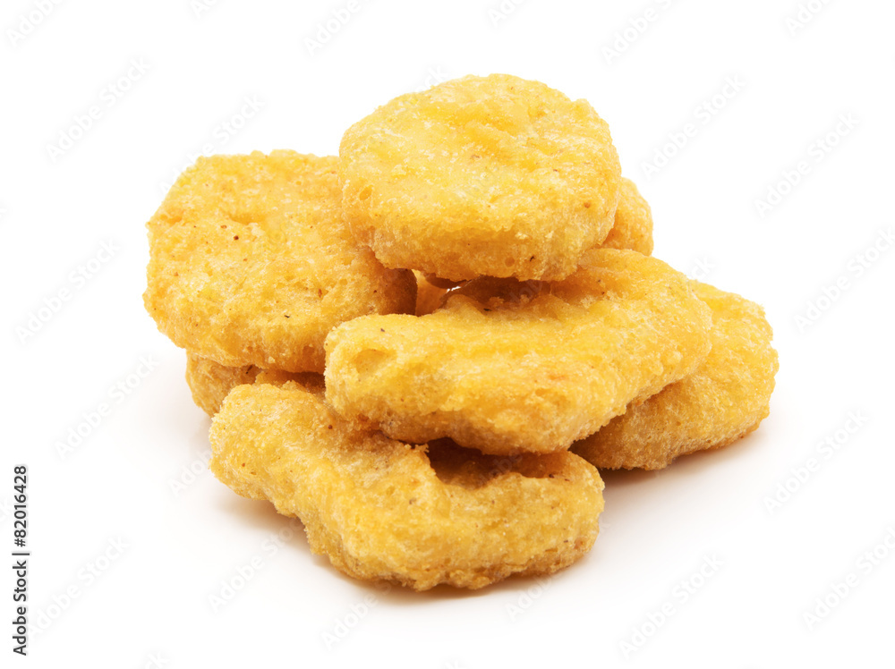 Fried chicken nuggets isolated on white Fried chicken nuggets isolated on white