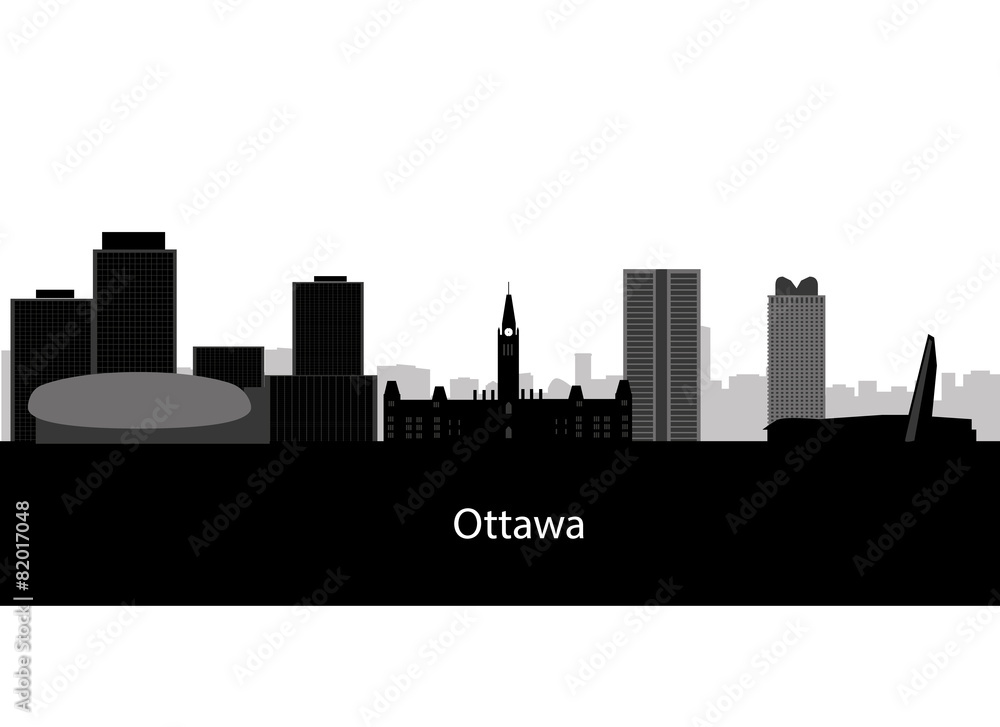 Ottawa Canada city skyline silhouette vector illustration