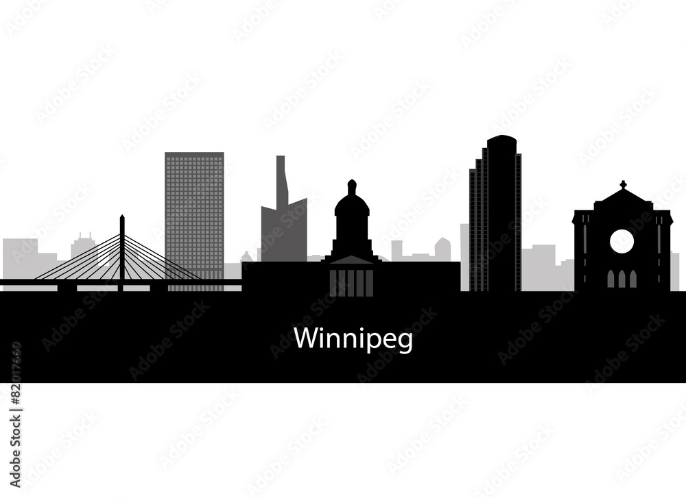 Winnipeg, Canada skyline. Detailed city silhouette. Vector illus