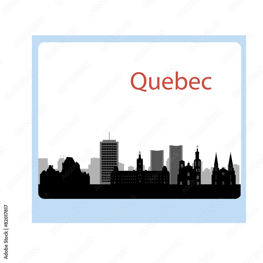 Skyline silhouette of the historic portion of Quebec city, Quebe