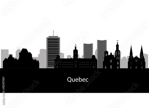 Obraz na płótnie Skyline silhouette of the historic portion of Quebec city, Quebe w salonie