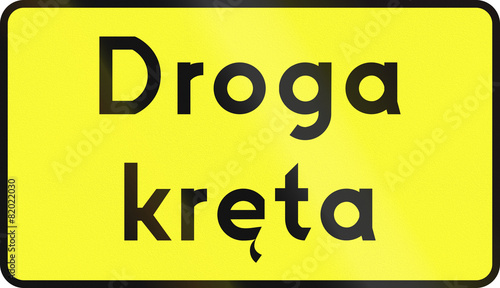Polish warning sign: Winding road