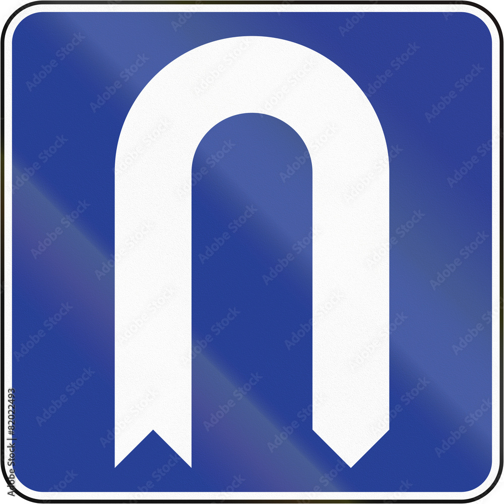 Bruneian regulatory sign - mandatory U-turn Bruneian regulatory sign - mandatory U-turn