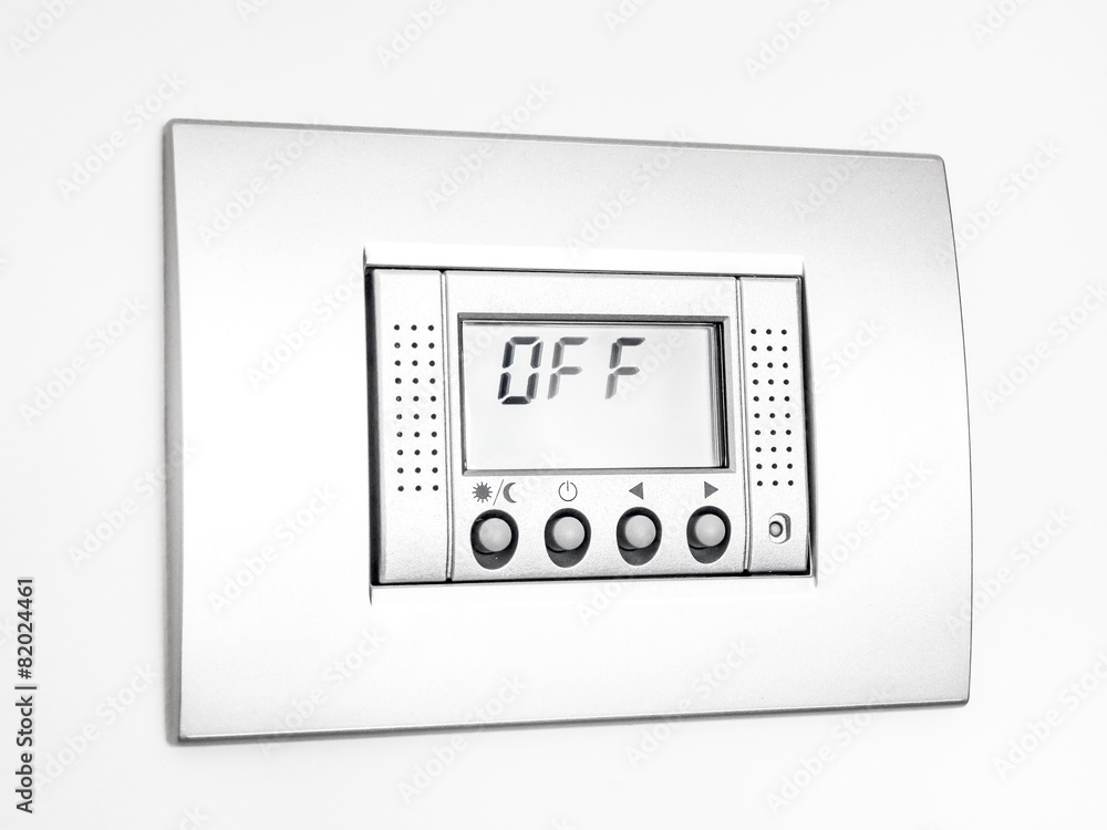 Digital Off Thermostat in white background Digital Off Thermostat in white background