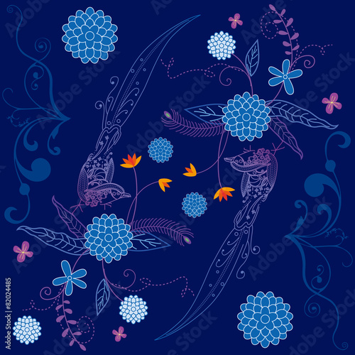 traditional bird and flower texture