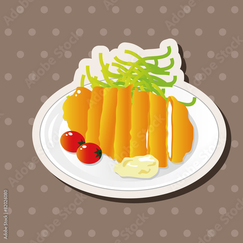 japanese food theme Pork cutlet elements vector,eps