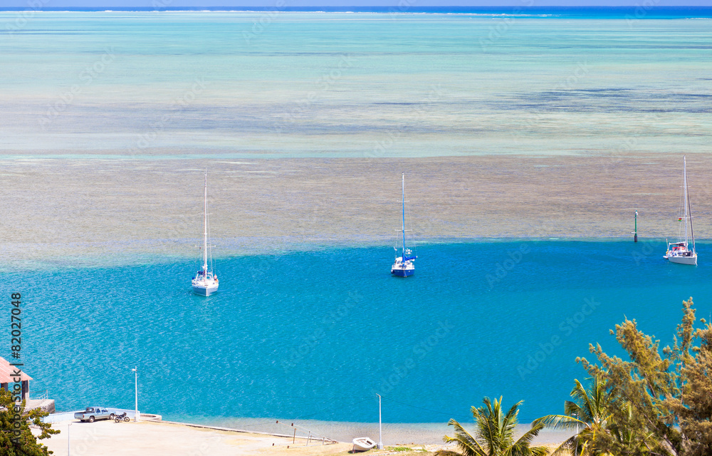Obraz premium lagon rodriguais, chenal d'accès à Port-Mathurin