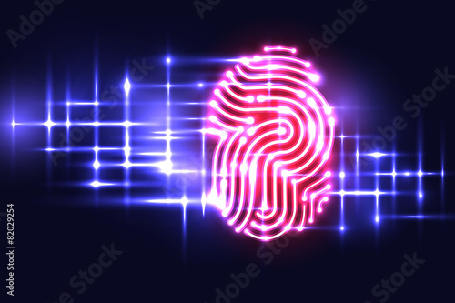 Abstract Fingerprint technology background.Letter P