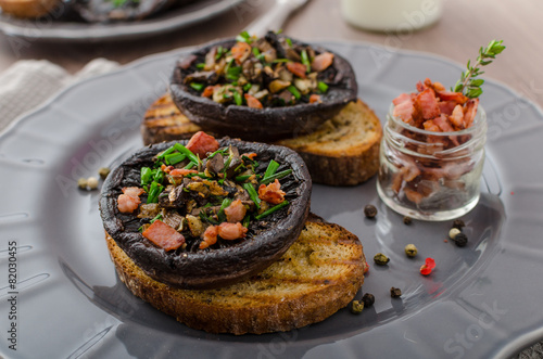 Portobello stuffed with herbs