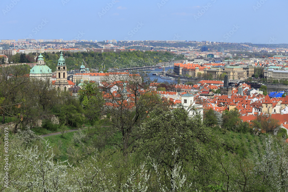 View on the spring Prague St. Nicholas' Cathedral