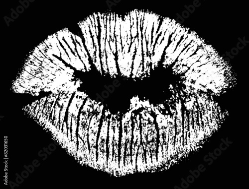 white lips imprint from dots isolated on black
