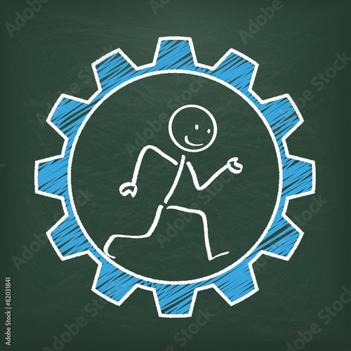 Blackboard Stickman Runs Gear
