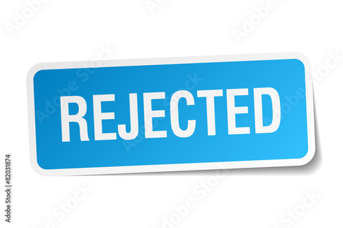 rejected blue sticker isolated on white