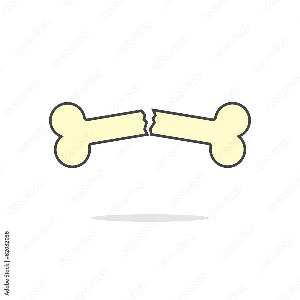 simple yellow outline broken bone icon simple yellow outline broken bone icon