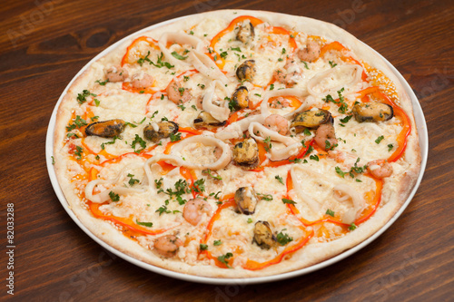 Seafood pizza