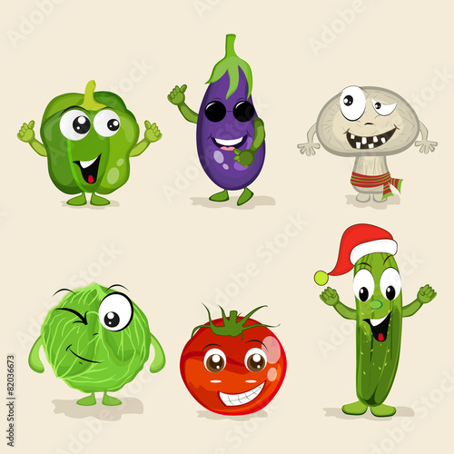Set of funny vegetable characters.