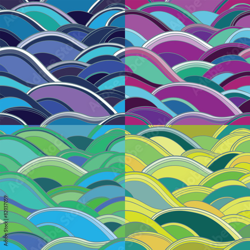 4 variants of abstract seamless background with waves