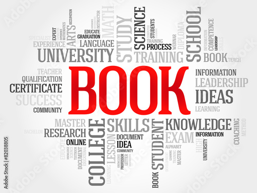 BOOK. Word education collage