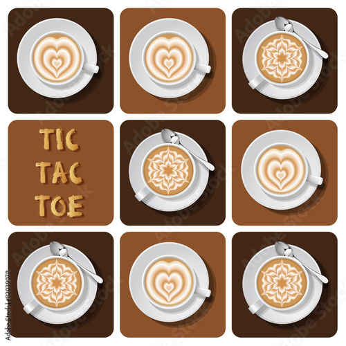 Tic-Tac-Toe of latte art