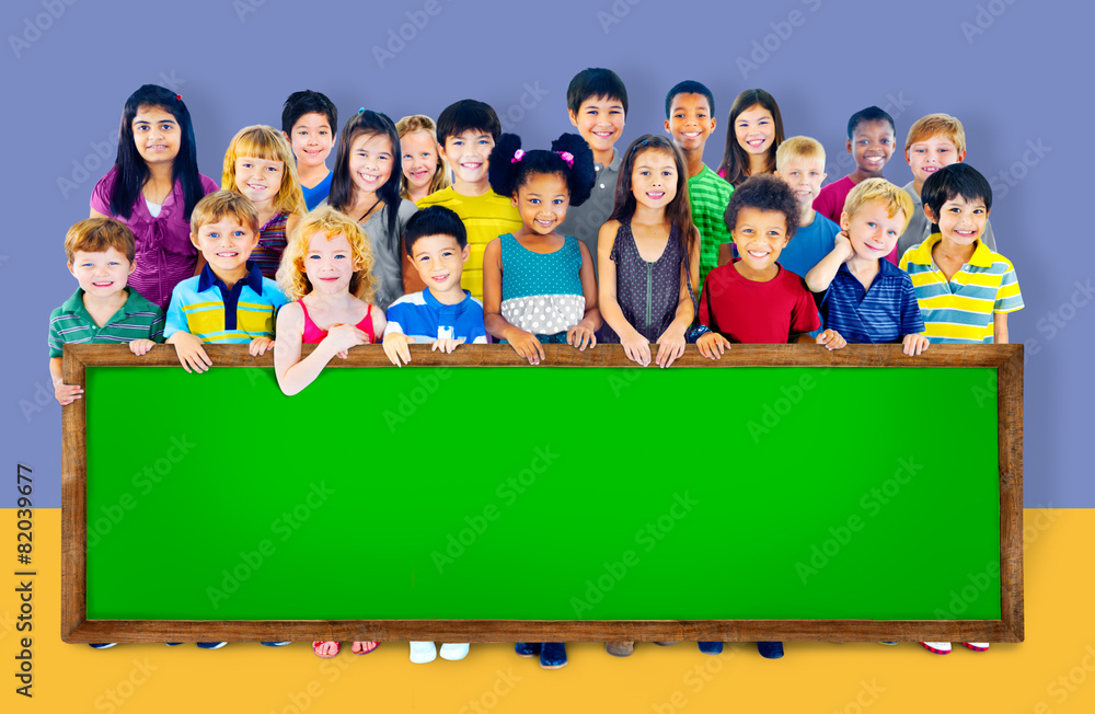 Diversity Friendship Group of Kids Education Blackboard Concept Diversity Friendship Group of Kids Education Blackboard Concept