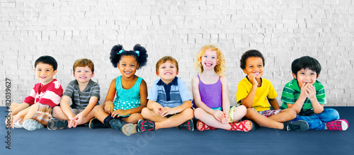 Children Kids Cheerful Diversity Happiness Group Concept photo