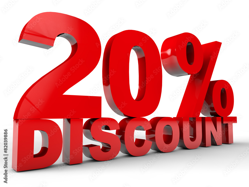 20% Discount over white background