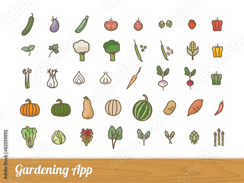 Gardening app icons set