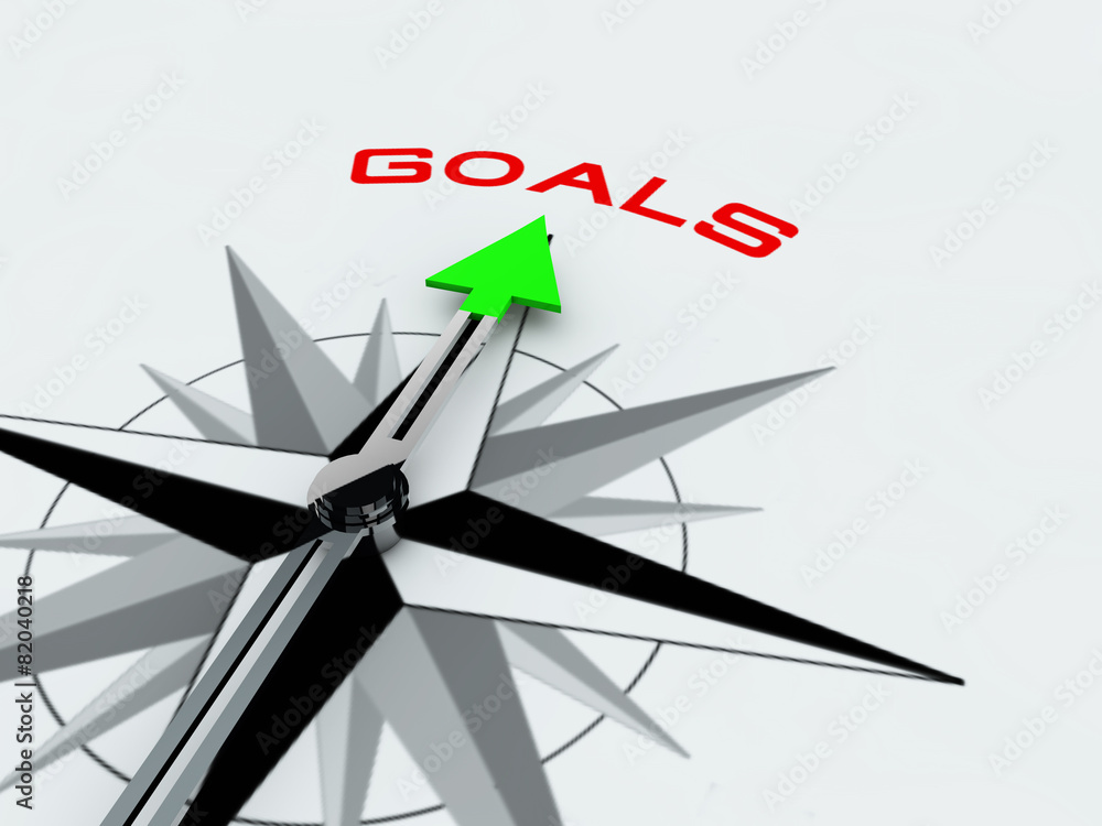 Goals Compass over white background Goals Compass over white background