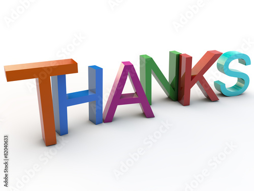 thanks in colorful letters over white background photo