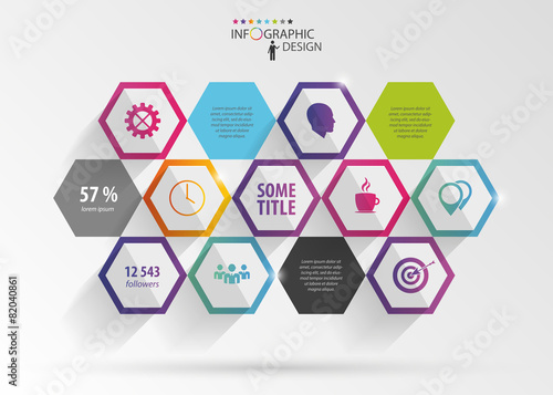 Abstract modern hexagonal infographic. 3d digital illustration