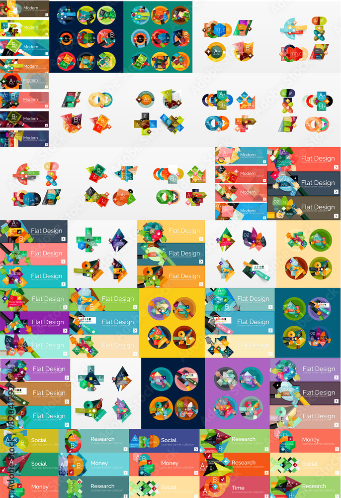 Mega collection of flat web infographics