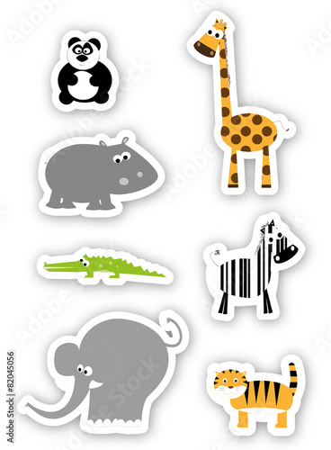 Fototapeta Naklejka Na Ścianę i Meble -  wild animals stickers set / vectors