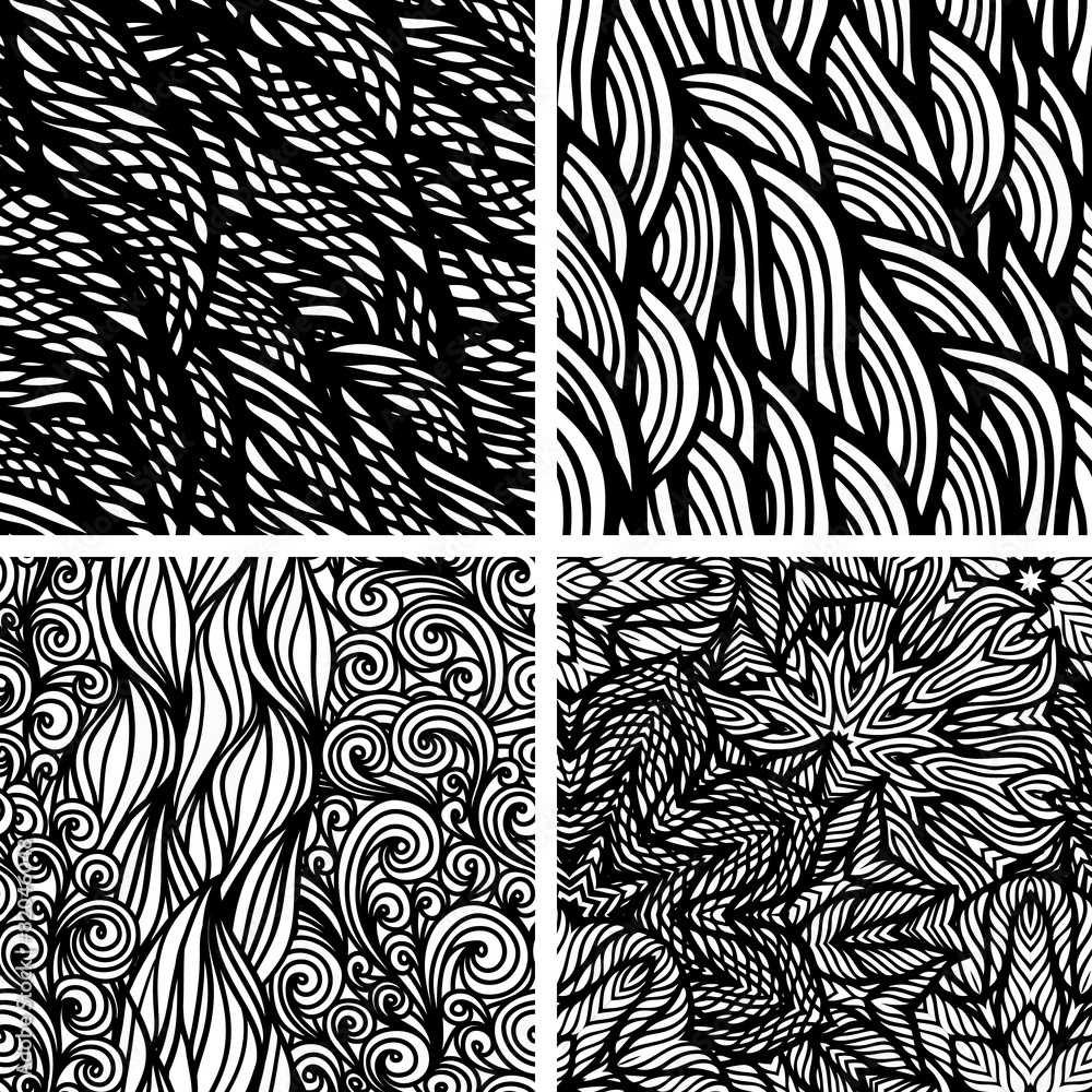 Set of four seamless patterns Set of four seamless patterns