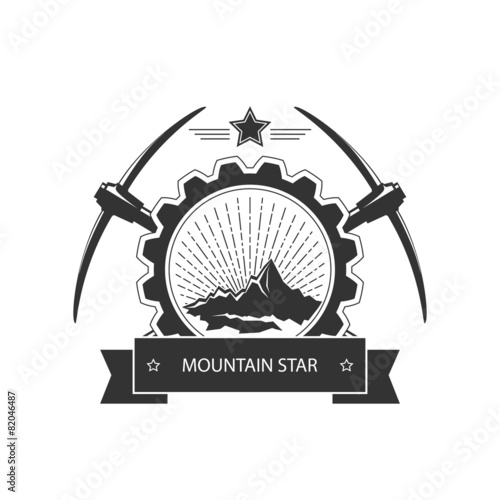 Vintage emblem of the mining industry
