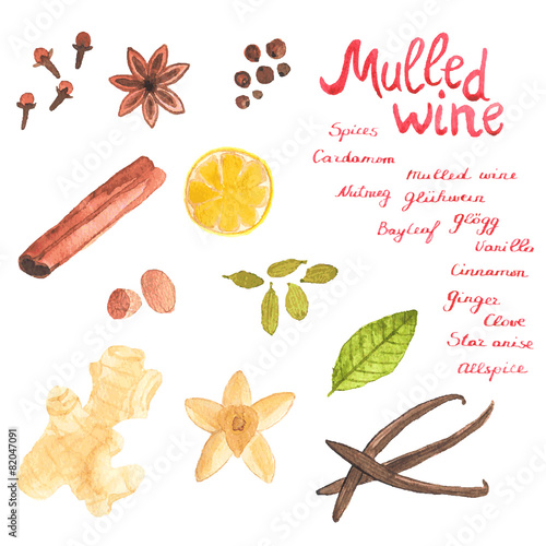 Seamless watercolor pattern with realistic cinamon, ginger